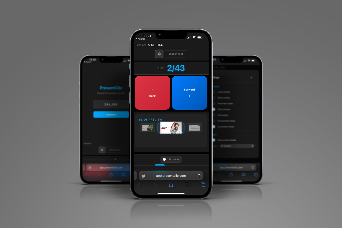 PresentClic na telefonie i laptopie